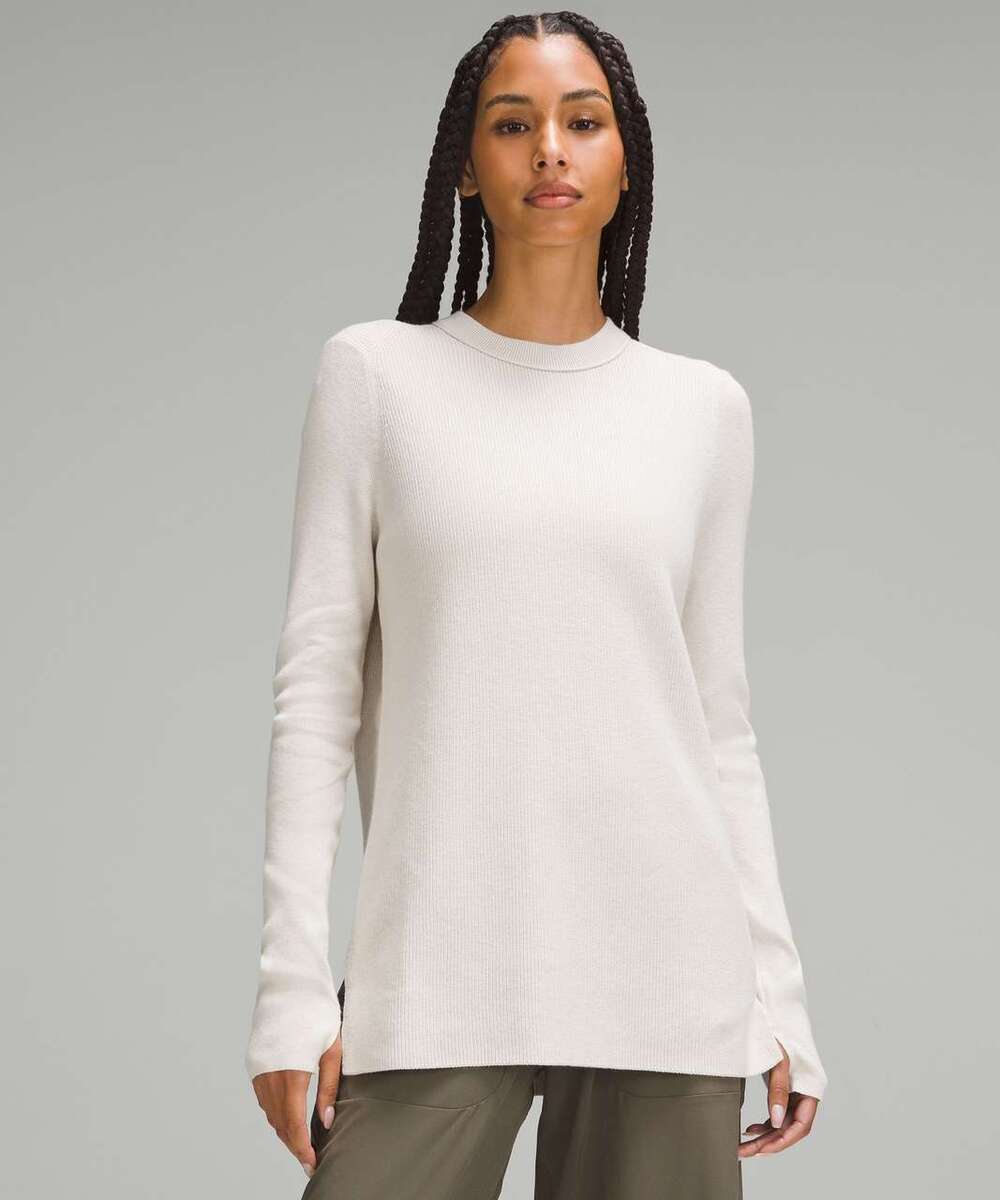 Lululemon Take It All In Cotton-Blend Sweater White Opal Size XS